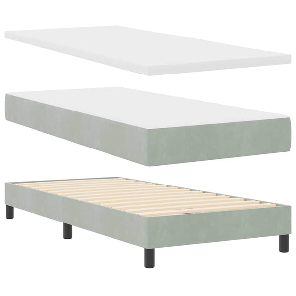 Boxspringbett mit Matratze Hellgrau 90x190 cm Samt