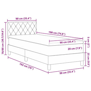 Boxspringbett mit Matratze Dunkelgrau 90x190 cm