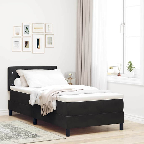 Boxspringbett mit Matratze Schwarz 90x190 cm Samt