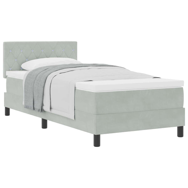 Boxspringbett mit Matratze Hellgrau Samt 100x200 cm