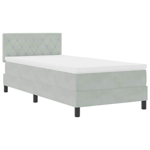 Boxspringbett mit Matratze Hellgrau Samt 100x200 cm