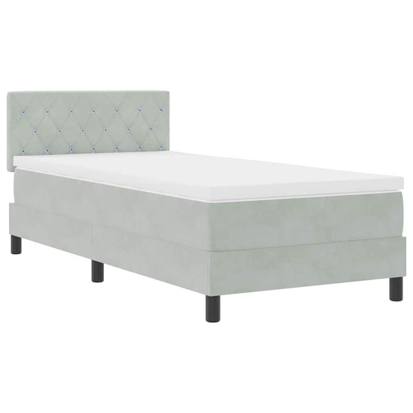 Boxspringbett mit Matratze Hellgrau Samt 100x200 cm