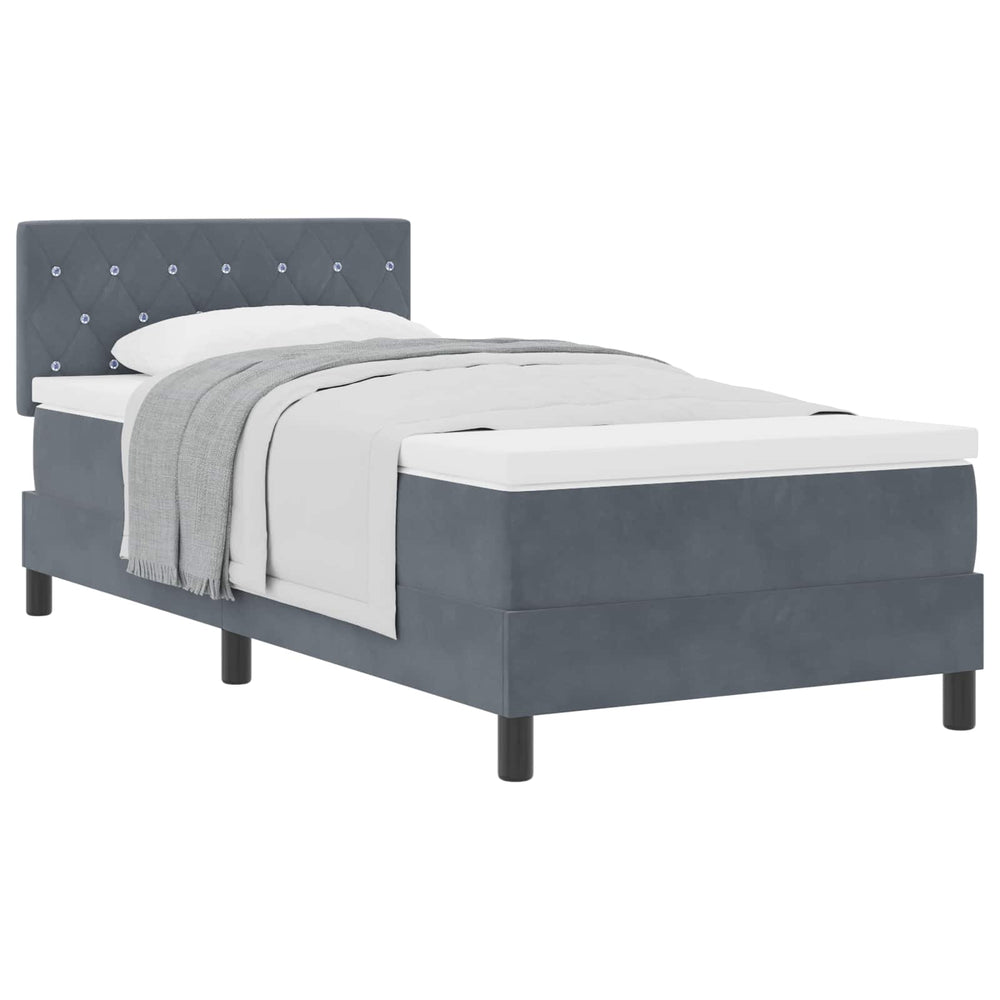 vidaXL Box Spring Bed with Mattress Dark Grey 100 x 200 cm Velvet