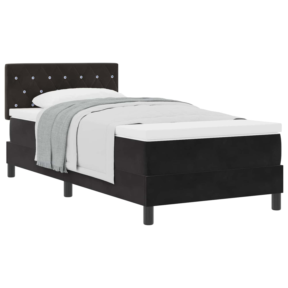 vidaXL Box Spring Bed with Mattress Black 100 x 200 cm Velvet