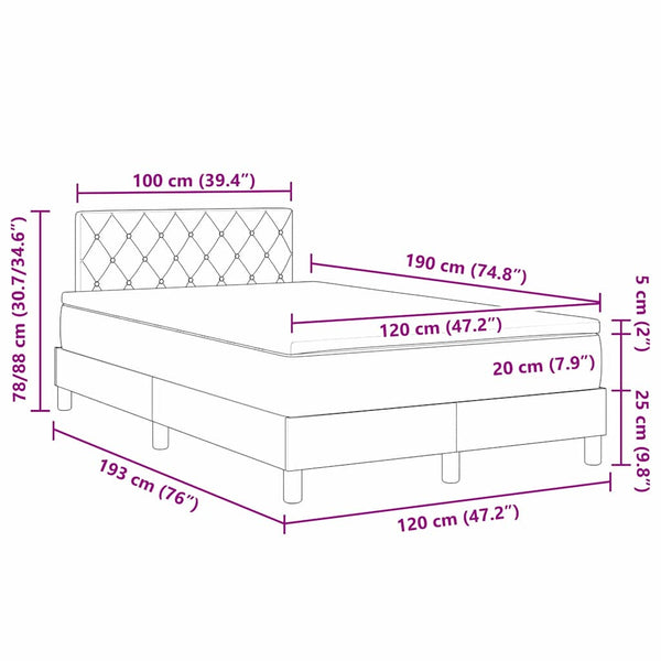 Boxspringbett mit Matratze Dunkelgrün 120x190 cm