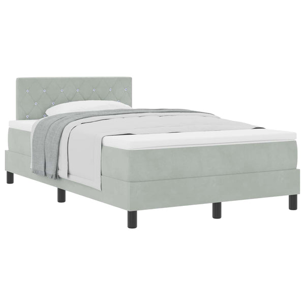 Boxspringbett mit Matratze Hellgrau Samt 120x200 cm