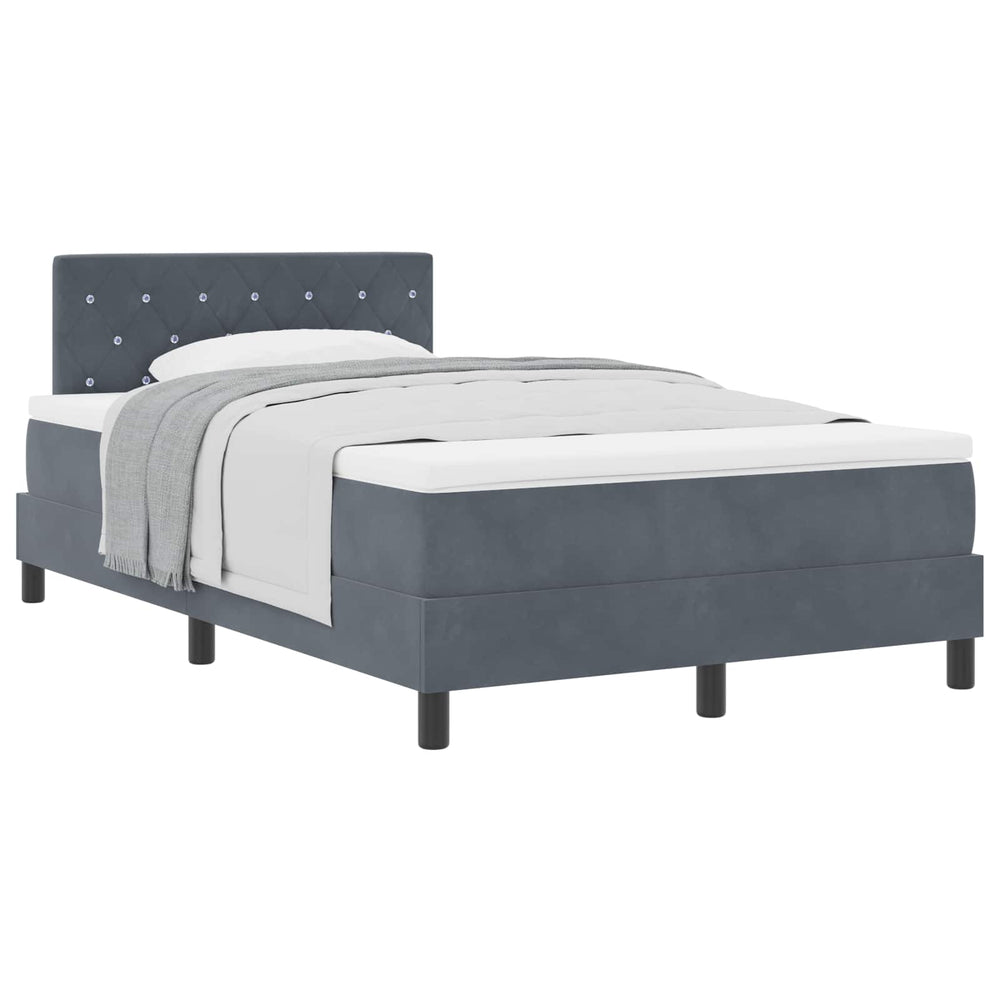 vidaXL Box Spring Bed with Mattress Dark Grey 120 x 200 cm Velvet