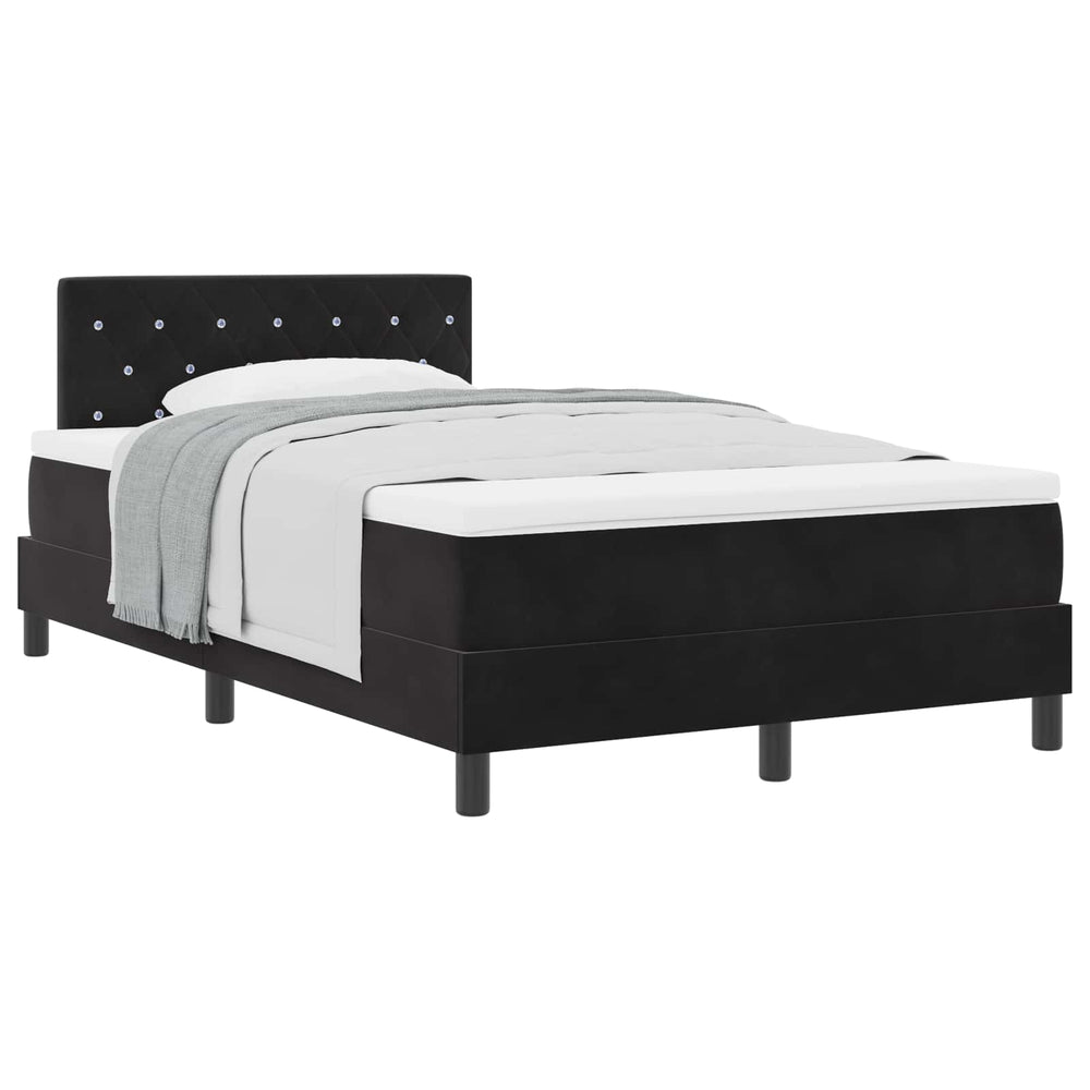 vidaXL Box Spring Bed with Mattress Black 120 x 200 cm Velvet