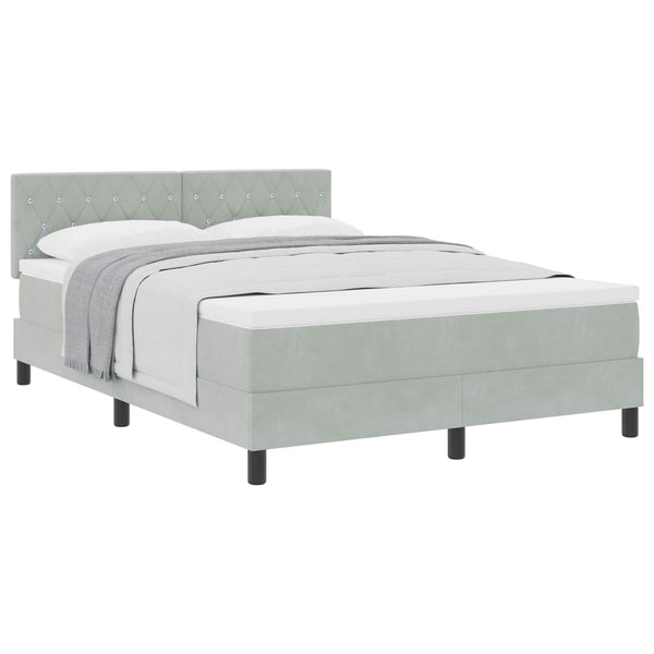Boxspringbett mit Matratze Hellgrau Samt 140x190