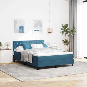 vidaXL Lit coffre avec matelas Bleu foncé 140 x 190 cm Velours