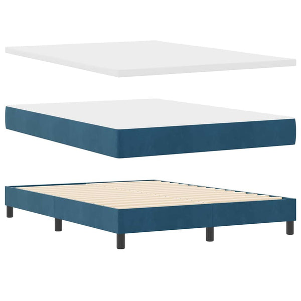 vidaXL Lit coffre avec matelas Bleu foncé 140 x 190 cm Velours