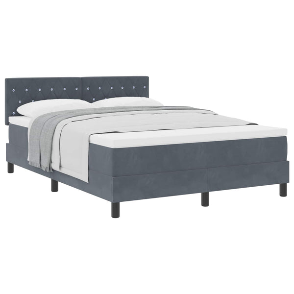 Boxspringbett Dunkelgrau Samt 140x200 cm mit Matratze