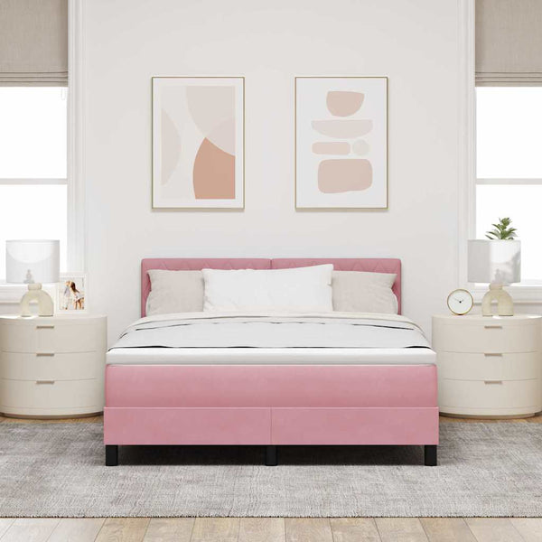 Boxspringbett Rosa 140x200 cm Samt mit Matratze