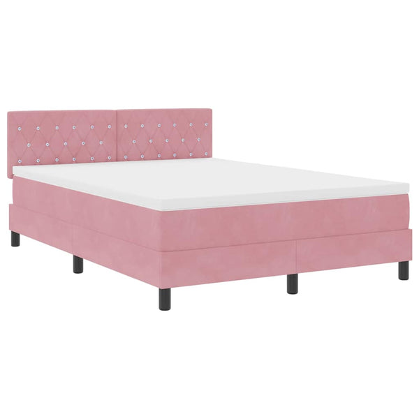 Boxspringbett Rosa 140x200 cm Samt mit Matratze