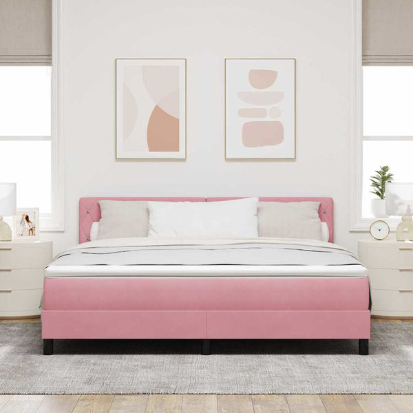 Boxspringbett Rosa Samt 180x200 cm