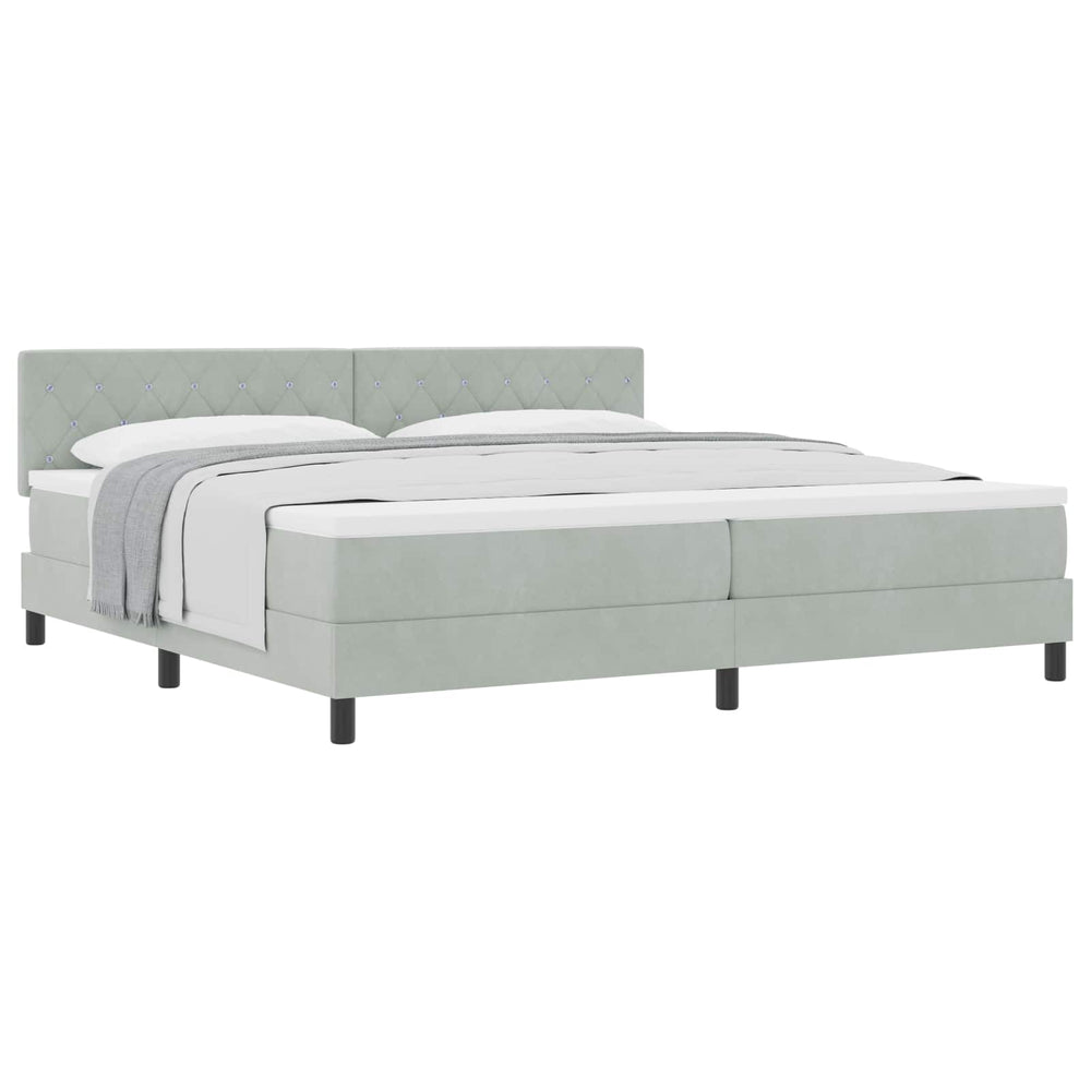 vidaXL Box Spring Bed with Mattress Light Gray 200 x 200 cm Velvet