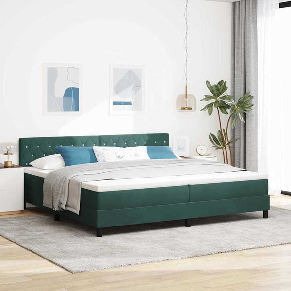 vidaXL Lit tapissier avec matelas Vert foncé 200 x 200 cm Velours