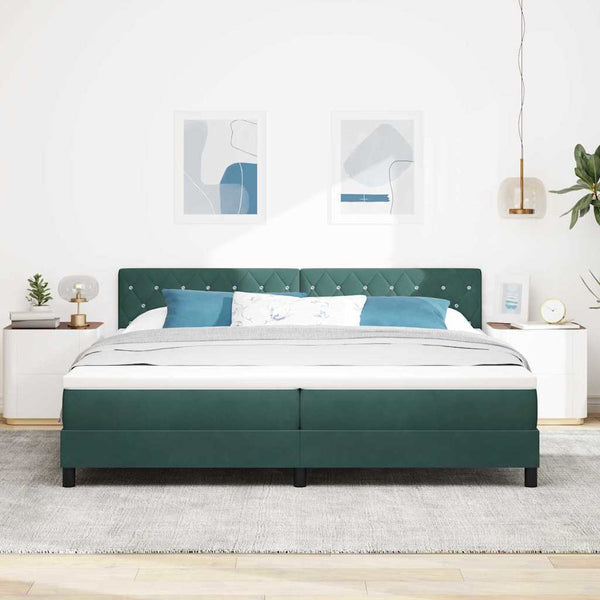 vidaXL Lit tapissier avec matelas Vert foncé 200 x 200 cm Velours
