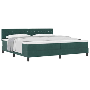 vidaXL Lit tapissier avec matelas Vert foncé 200 x 200 cm Velours