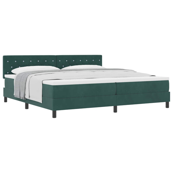 vidaXL Lit tapissier avec matelas Vert foncé 200 x 200 cm Velours