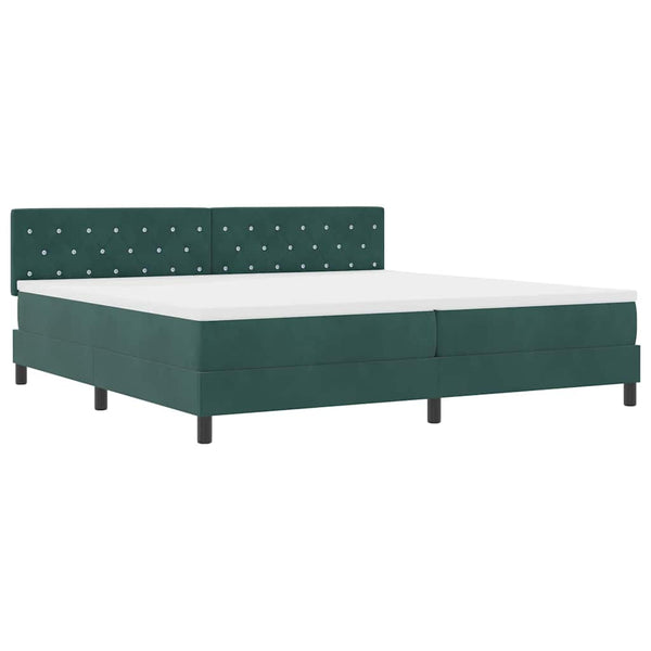vidaXL Lit tapissier avec matelas Vert foncé 200 x 200 cm Velours