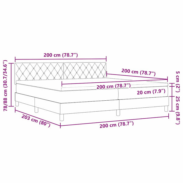 vidaXL Lit tapissier avec matelas Vert foncé 200 x 200 cm Velours