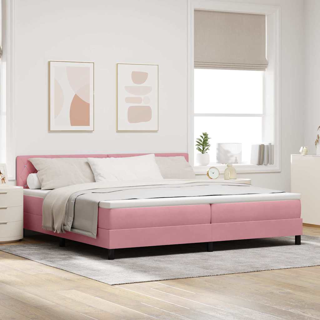 vidaXL Lit continental avec matelas et tête de lit velours rose 200 x 200 cm