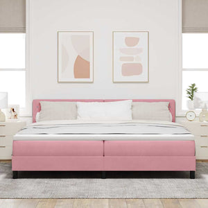 vidaXL Lit continental avec matelas et tête de lit velours rose 200 x 200 cm