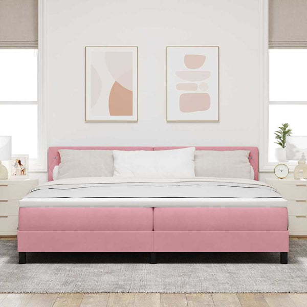vidaXL Lit continental avec matelas et tête de lit velours rose 200 x 200 cm