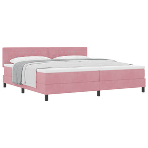 vidaXL Lit continental avec matelas et tête de lit velours rose 200 x 200 cm