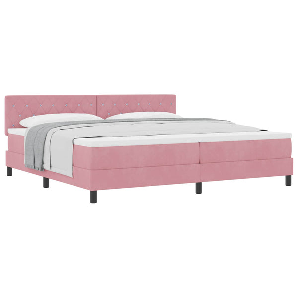vidaXL Lit continental avec matelas et tête de lit velours rose 200 x 200 cm