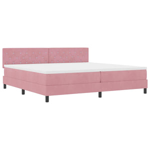 vidaXL Lit continental avec matelas et tête de lit velours rose 200 x 200 cm