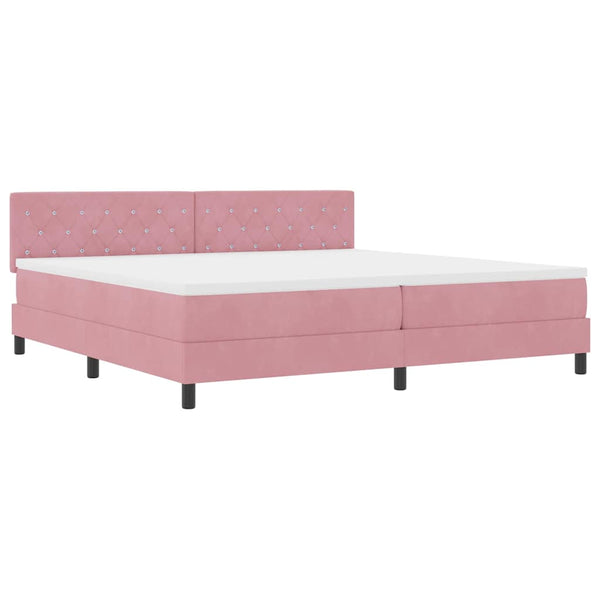 vidaXL Lit continental avec matelas et tête de lit velours rose 200 x 200 cm