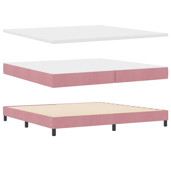 vidaXL Lit continental avec matelas et tête de lit velours rose 200 x 200 cm
