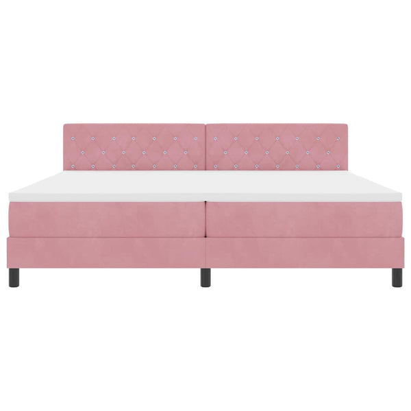 vidaXL Lit continental avec matelas et tête de lit velours rose 200 x 200 cm