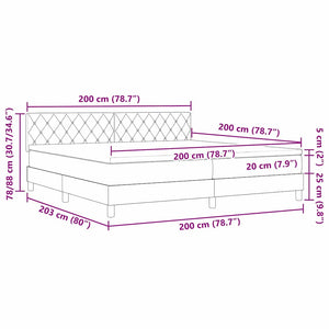 vidaXL Lit continental avec matelas et tête de lit velours rose 200 x 200 cm
