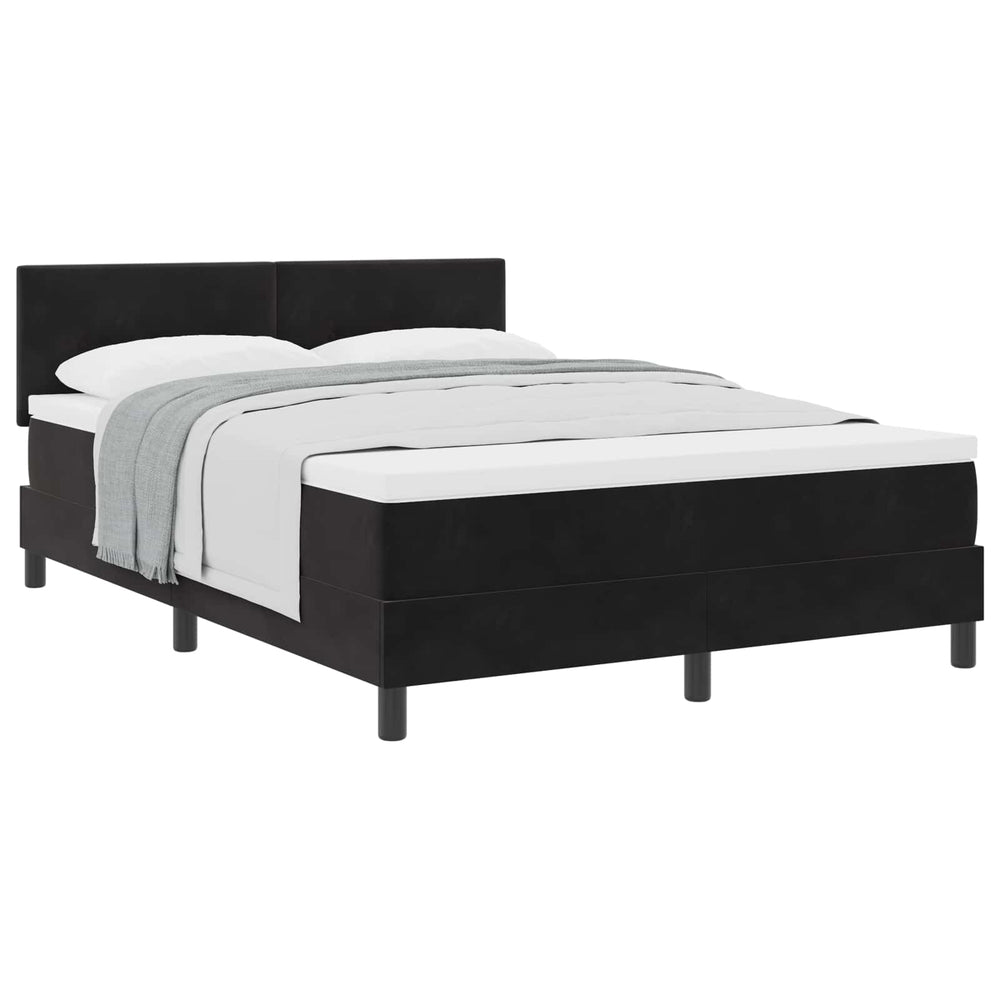 vidaXL Box Spring Bed with Mattress Black 140 x 190 cm Velvet