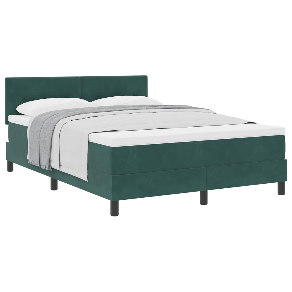 vidaXL Box Spring Bed with Mattress Dark Green 160 x 200 cm Velvet