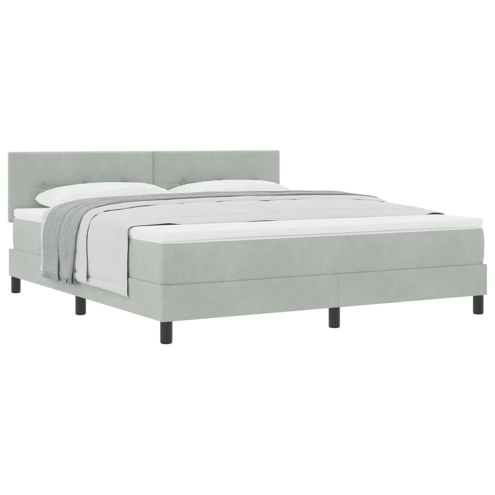 vidaXL Box spring bed with mattress Light grey 180 x 200 cm Velvet