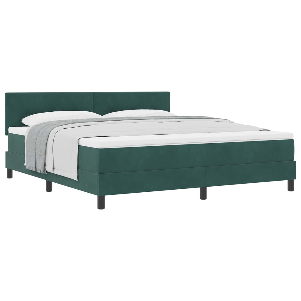 vidaXL Box Spring Bed with Mattress Dark Green 180 x 200 cm Velvet
