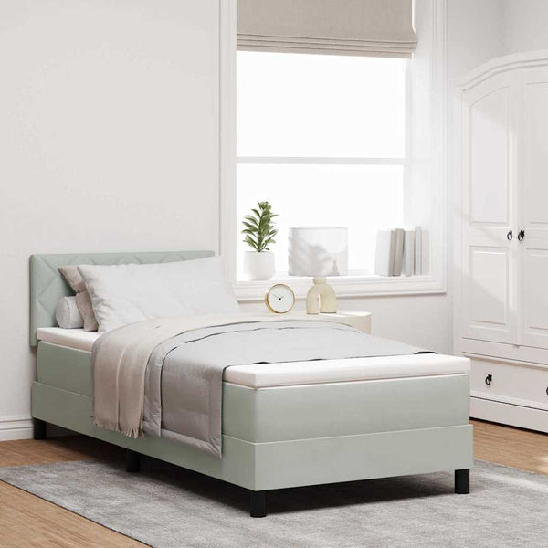 Boxspringbett Hellgrau Samt 90x190 cm