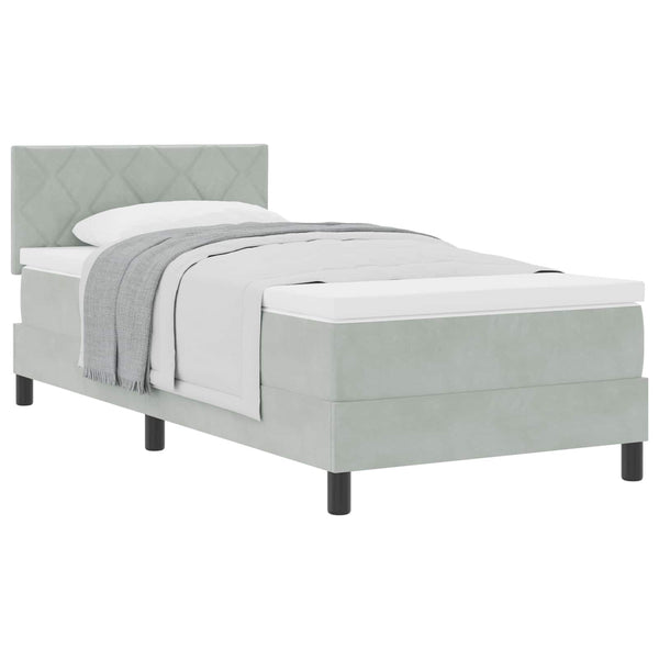 Boxspringbett Hellgrau Samt 90x190 cm