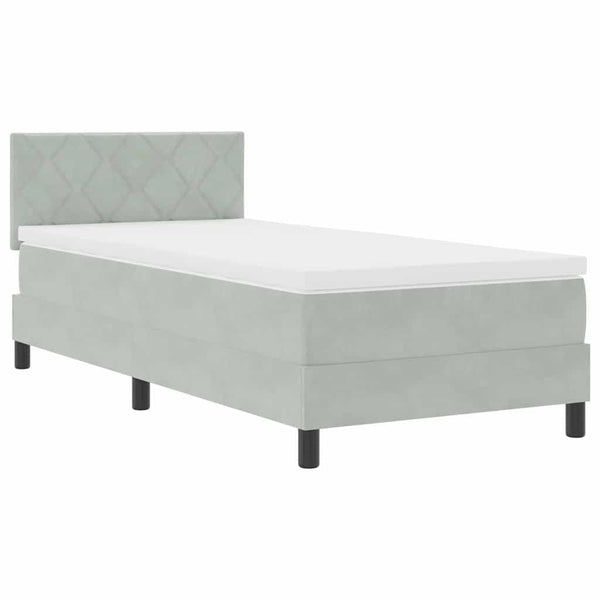 Boxspringbett Hellgrau Samt 90x190 cm