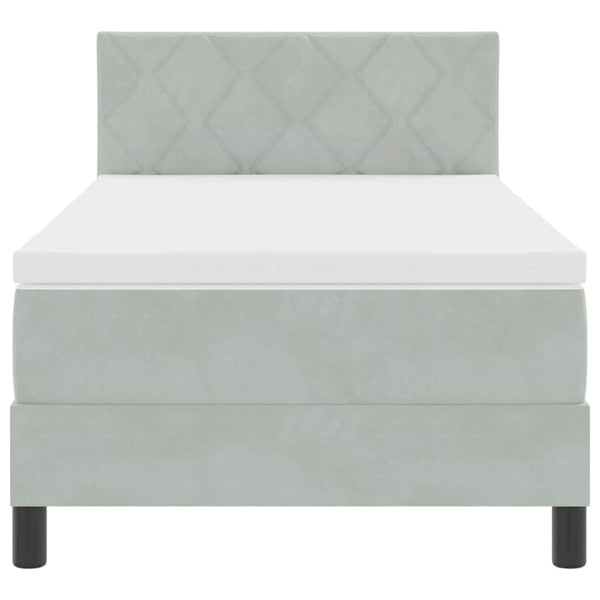 Boxspringbett Hellgrau Samt 90x190 cm