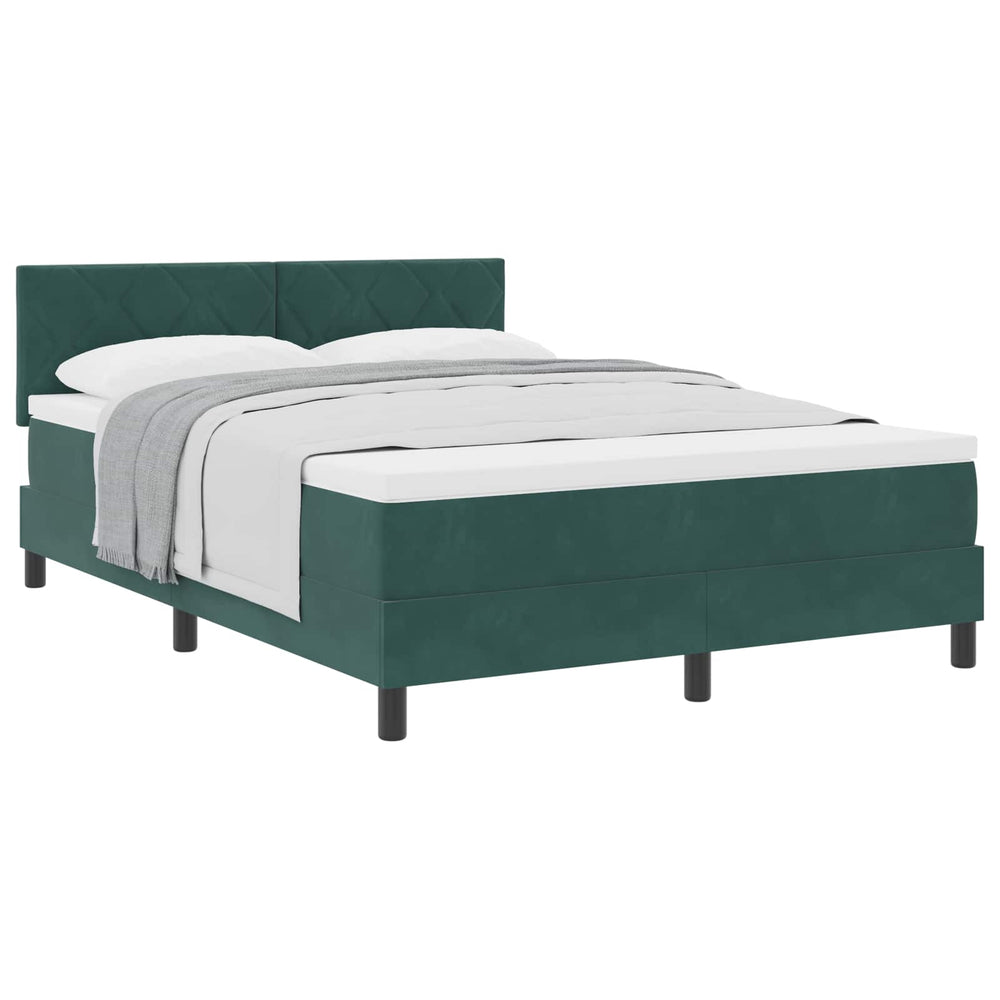 vidaXL Box Spring Bed with Headboard Dark Green 140 x 200 cm Velvet