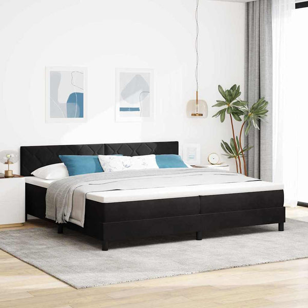 vidaXL Lit tapissier avec tête de lit noir 200 x 200 cm Velours