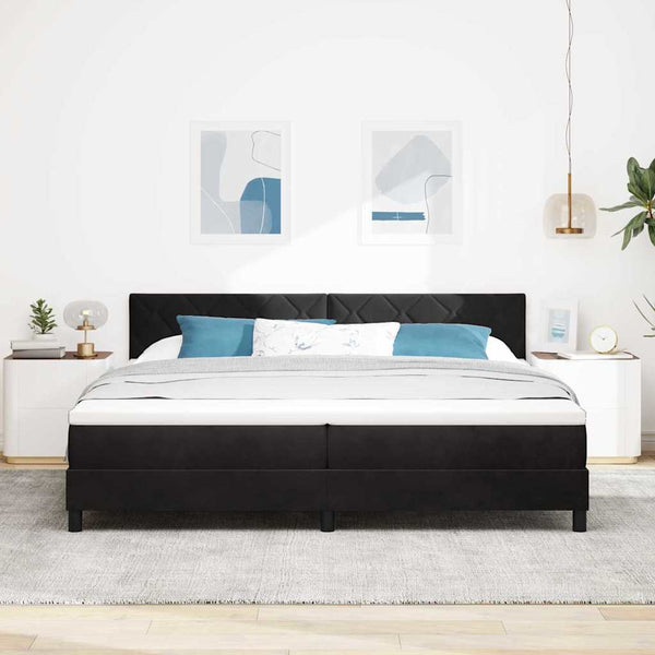 vidaXL Lit tapissier avec tête de lit noir 200 x 200 cm Velours