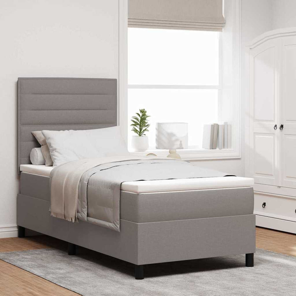 vidaXL Box Spring Bed with Mattress and Headboard Taupe 80 x 200 cm Fabric