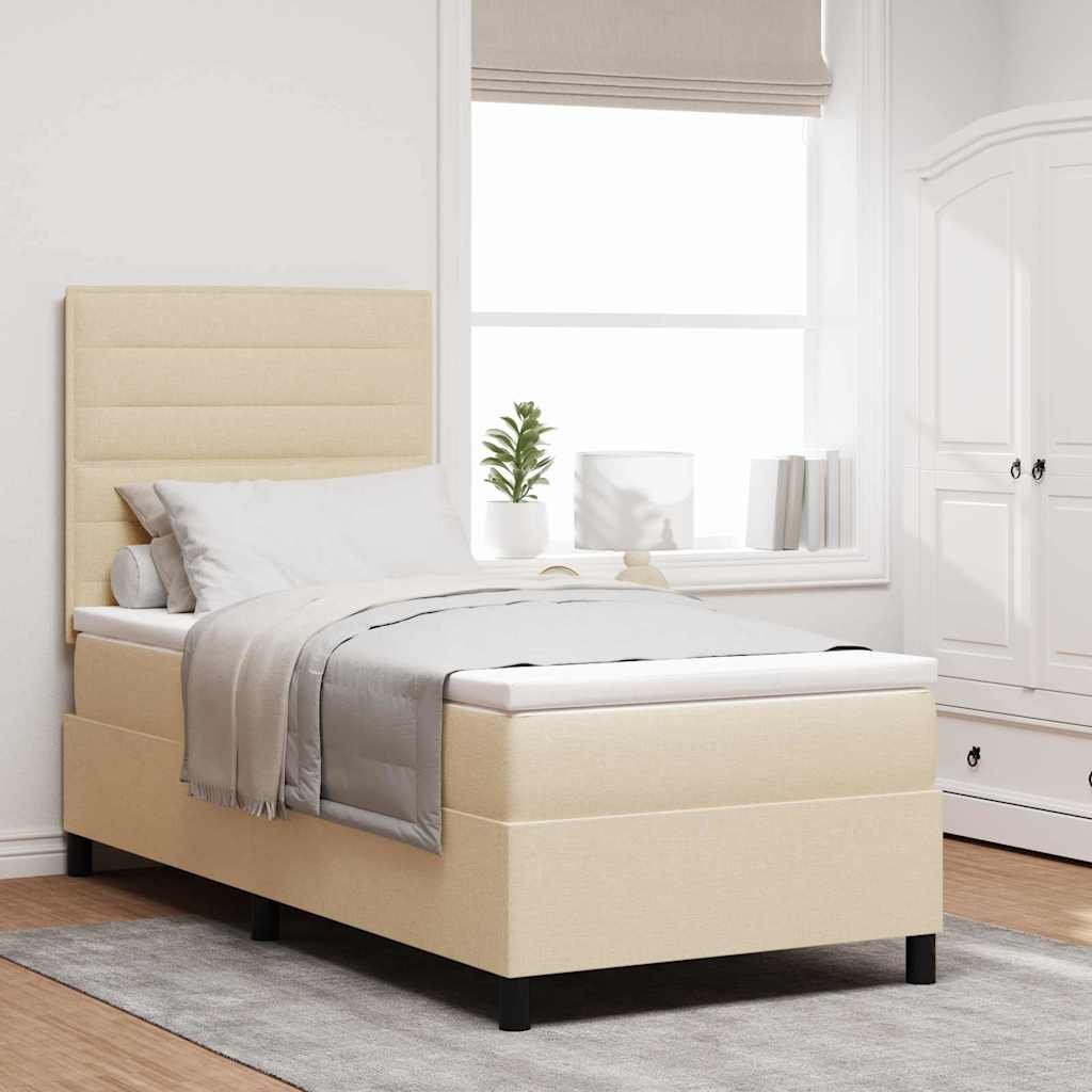 Boxspringbett Creme 90x190 cm mit Matratze