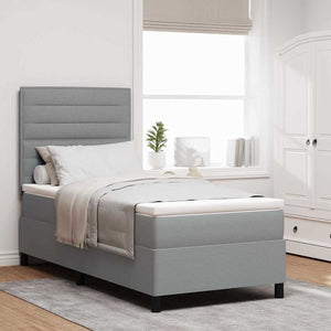 vidaXL Lit avec matelas à ressorts tapissier gris clair 90 x 200 cm Tissu